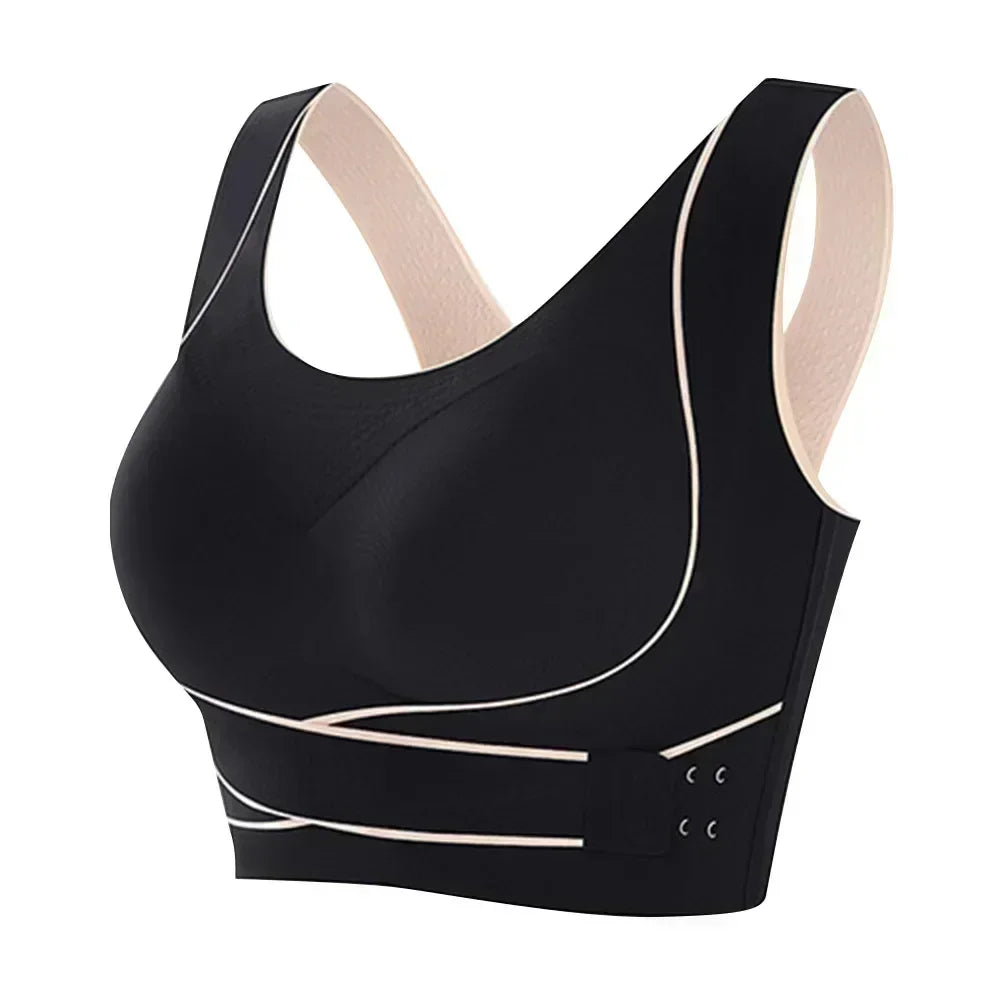 Sports Bra Front Adjustable Buckle Wireless Padded Comfy Gym Yoga Underwear Breathable Workout Fitness Top Low Intensity Women - CTHOPER