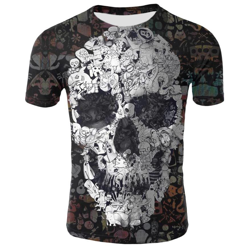 Men's Skull 3D Short Sleeve T Shirts - CTHOPER