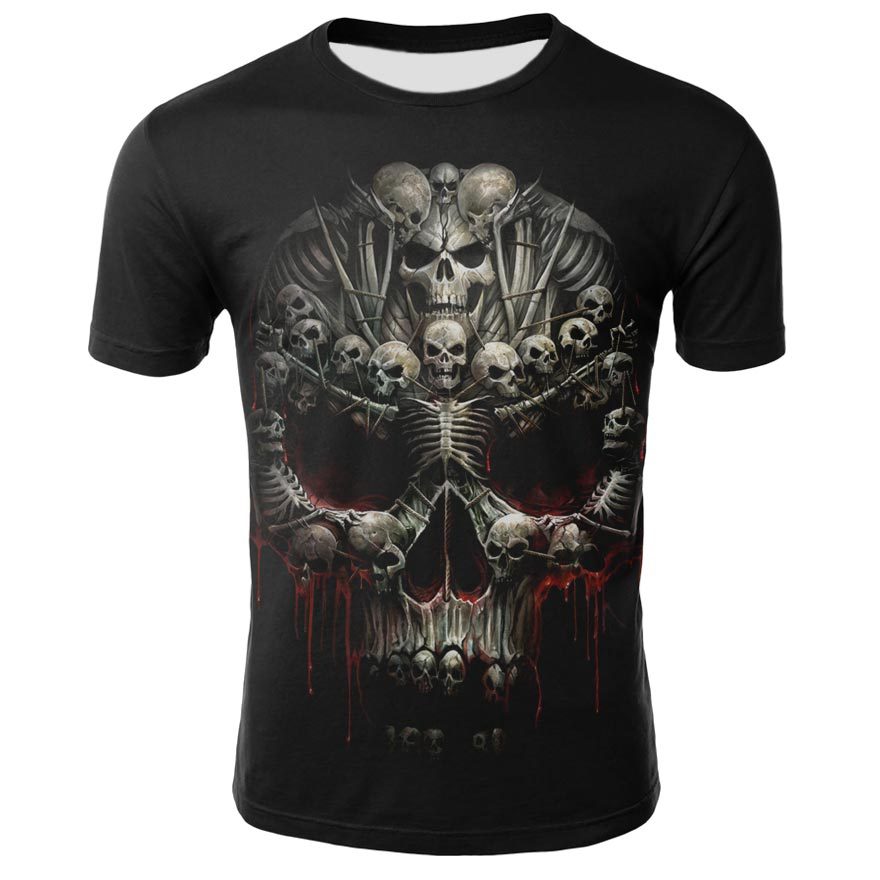 Men's Skull 3D Short Sleeve T Shirts - CTHOPER