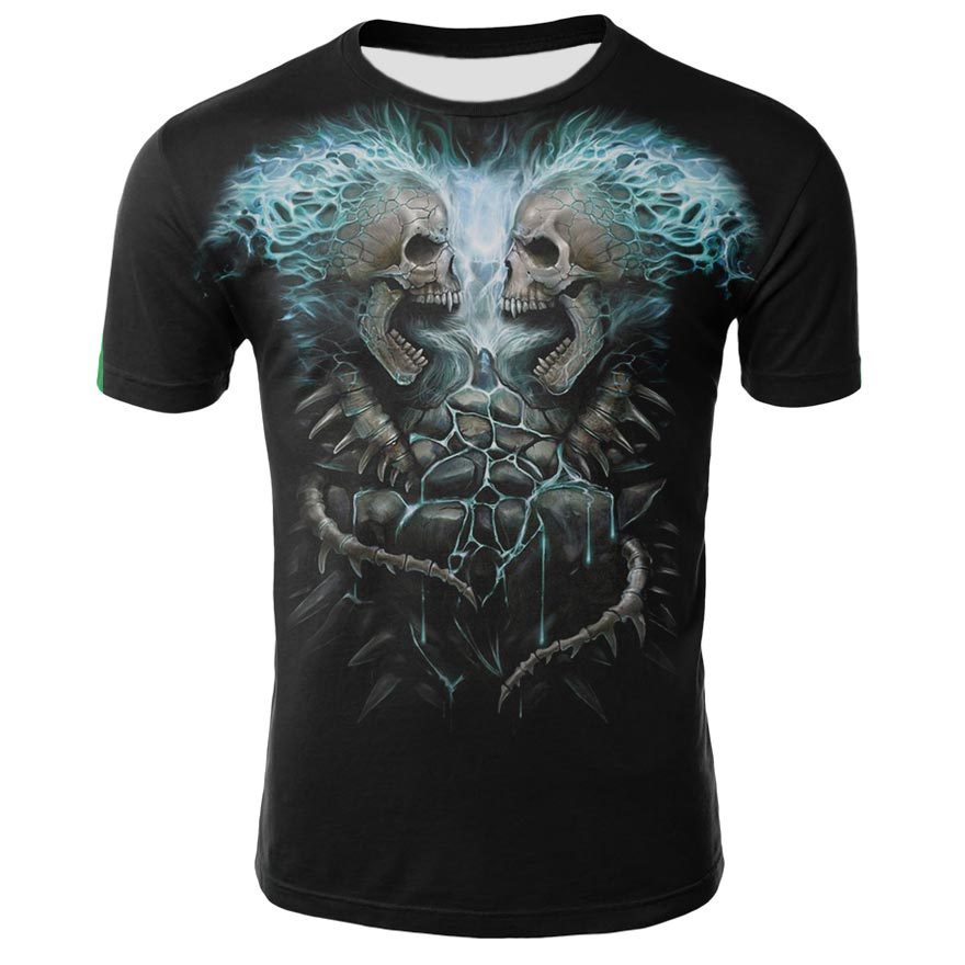 Men's Skull 3D Short Sleeve T Shirts - CTHOPER