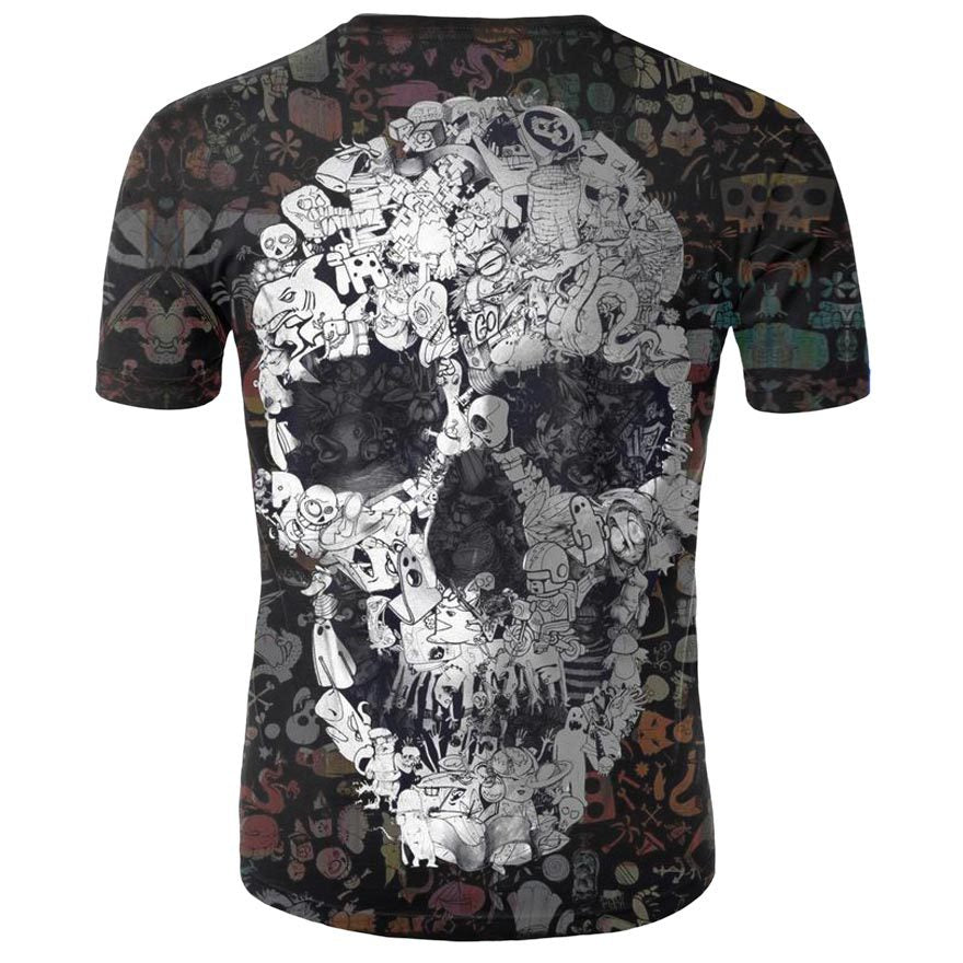 Men's Skull 3D Short Sleeve T Shirts - CTHOPER