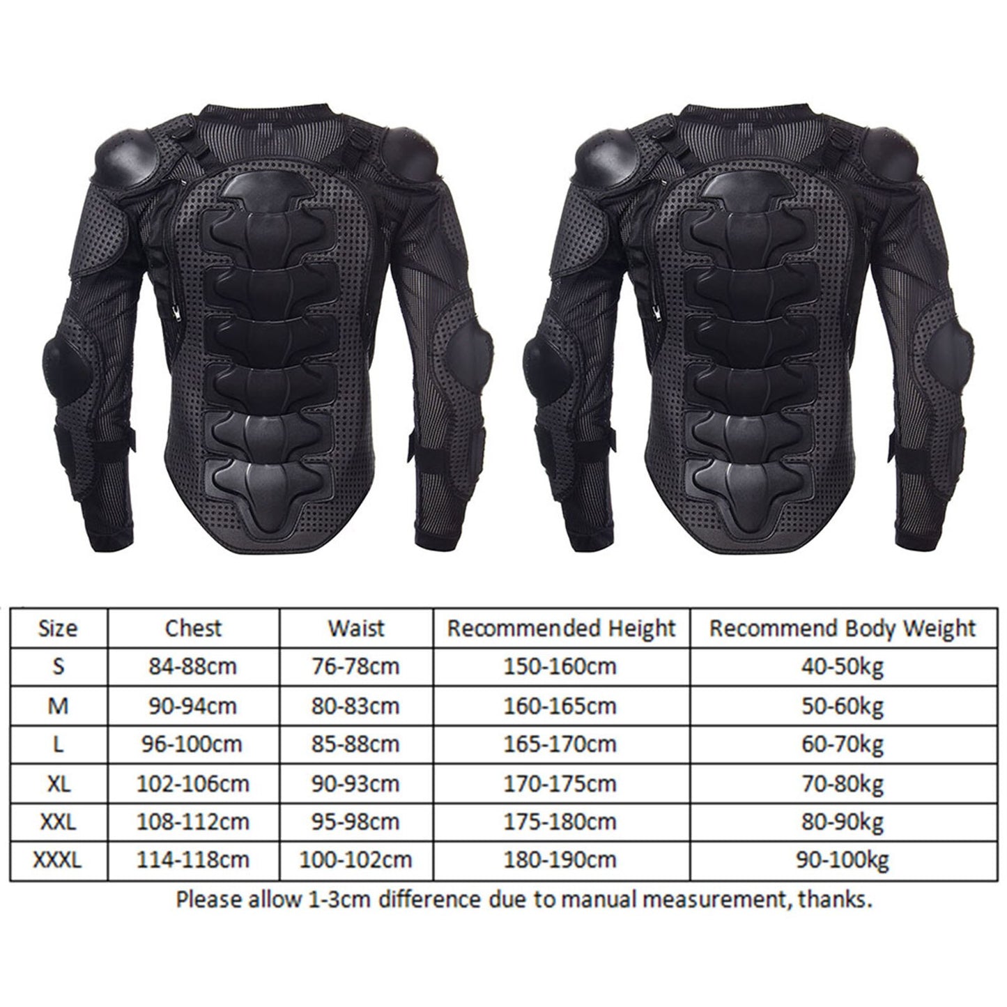 New Full Body Motorcycle Armor Motorcycle Protective Armor Motorcycle Riding Jacket Spine Shoulder Chest Protection Size S-3XL