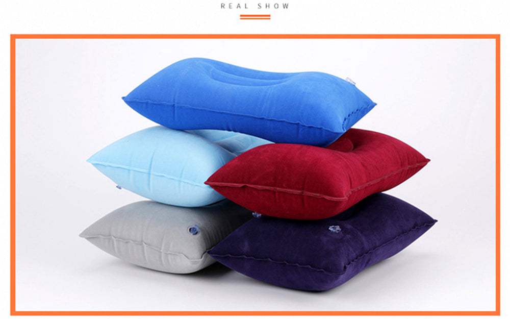Inflatable PVC Nylon Air Pillows Portable Ultralight Camping Sleep Cushion Travel Hiking Beach Car Plane Head Rest Camp Gears