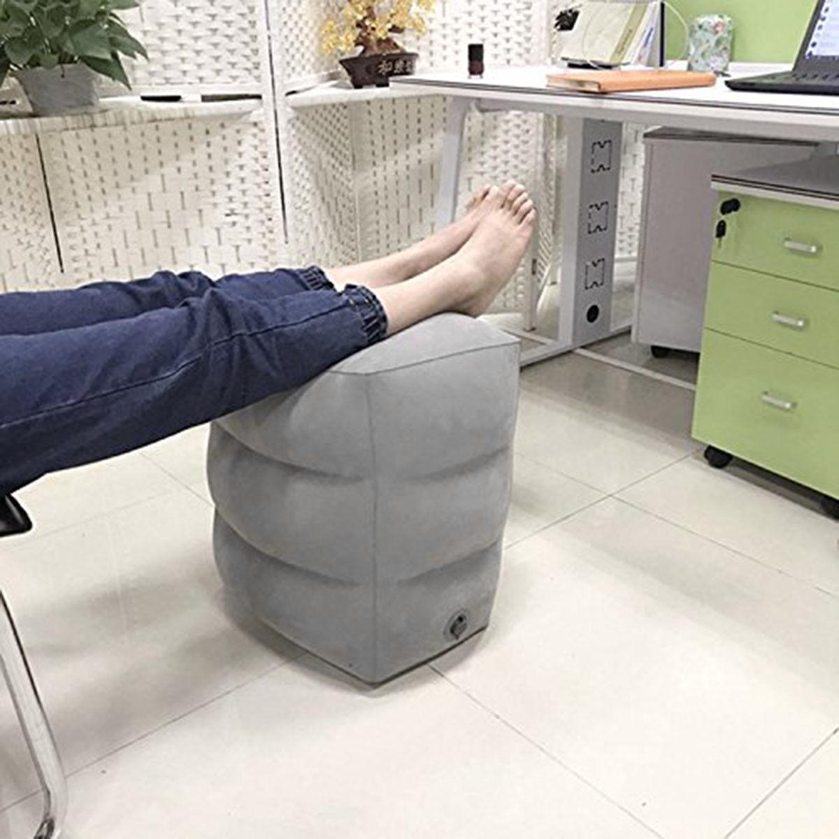 Useful Inflatable Portable Travel Footrest Pillow Plane Train Kids Bed Foot Rest Pad