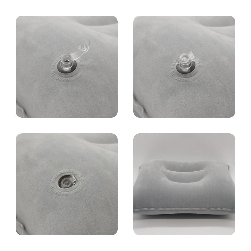 Inflatable PVC Nylon Air Pillows Portable Ultralight Camping Sleep Cushion Travel Hiking Beach Car Plane Head Rest Camp Gears