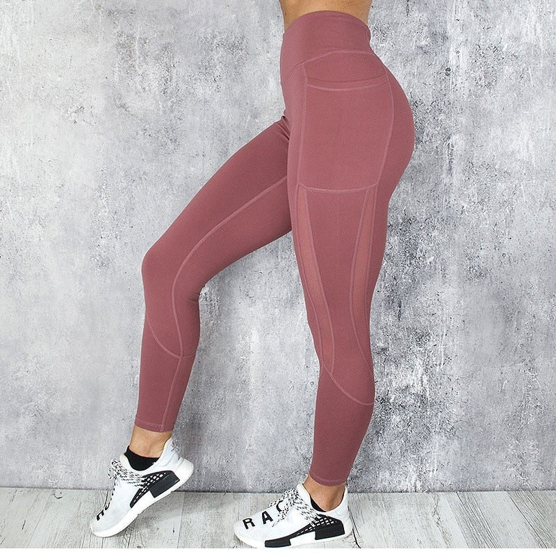 Women Mesh Pocket Sport Yoga Leggings - CTHOPER