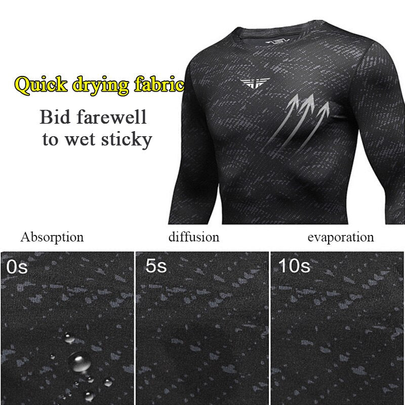 Men's Long Sleeve Fitting Exercise T Shirts - CTHOPER