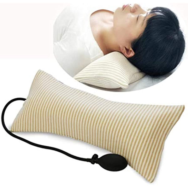 CTHOPER Inflatable Pillow Cushions, Height Adjustable Neck Cervical Head Support, Soft Portable Pillow with Pump for Car, Home, Office, Travel, Camping, Pillow Case Removable