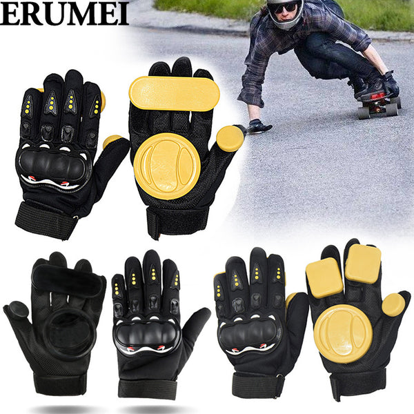 ERUMEI Skateboard Gloves With Sliders Standard Long Board Road Downhill Brake Slide Gloves