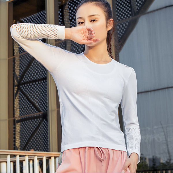 2019 Women's Long Sleeve Dry Fit Mesh Sport Top - CTHOPER