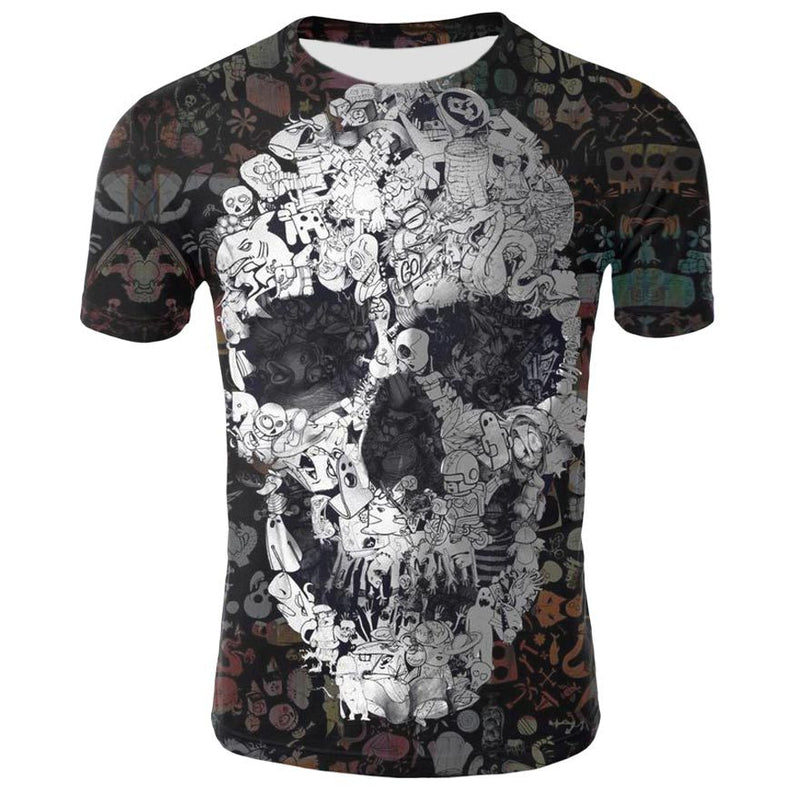 Men's Skull 3D Short Sleeve T Shirts - CTHOPER