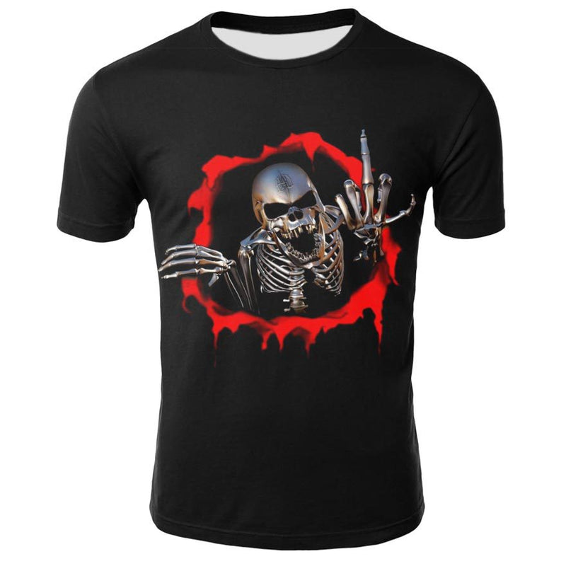 Men's 3D Skull Printed Short Sleeve T Shirts - CTHOPER