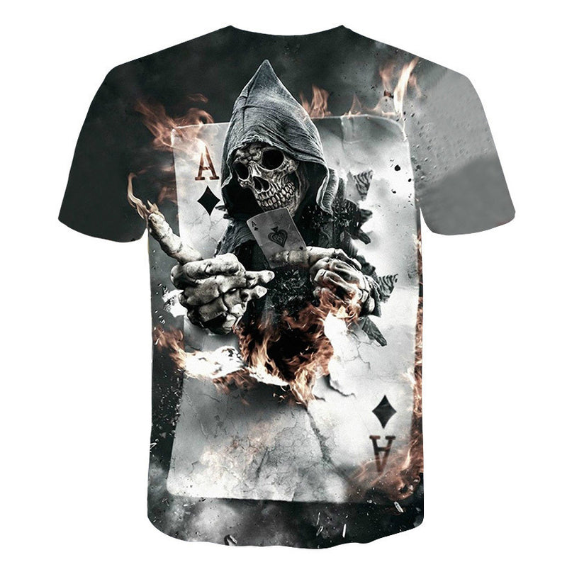Men's 3D Skull Printed Short Sleeve T Shirts - CTHOPER