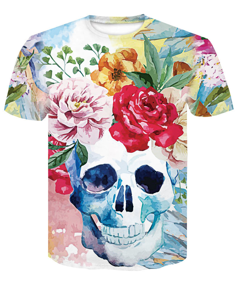 Men's 3D Skull Printed Short Sleeve T Shirts - CTHOPER