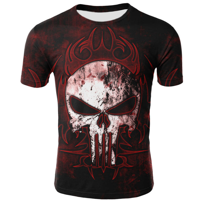 Men's 3D Skull Printed Short Sleeve T Shirts - CTHOPER