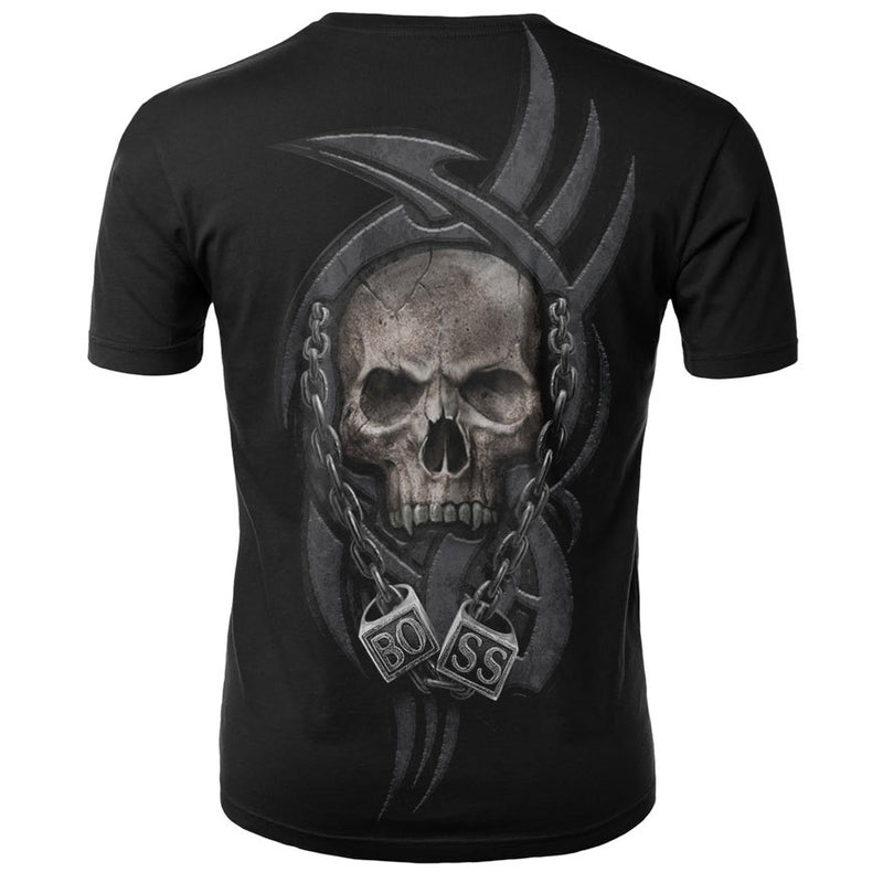 Men's 3D Skull Printed Plus Size Short Sleeve T Shirts - CTHOPER