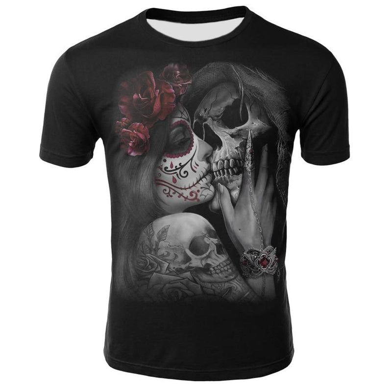 Men's 3D Skull Printed Plus Size Short Sleeve T Shirts - CTHOPER