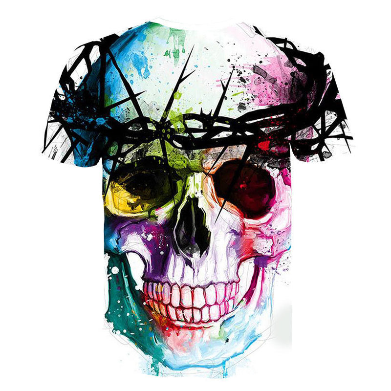 Men's 3D Skull Printed Short Sleeve T Shirts - CTHOPER