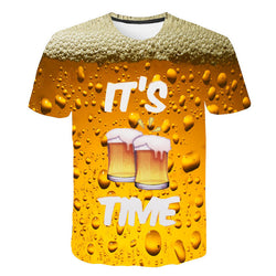 Men's 3D Beer Bubble Short Sleeve T Shirts - CTHOPER