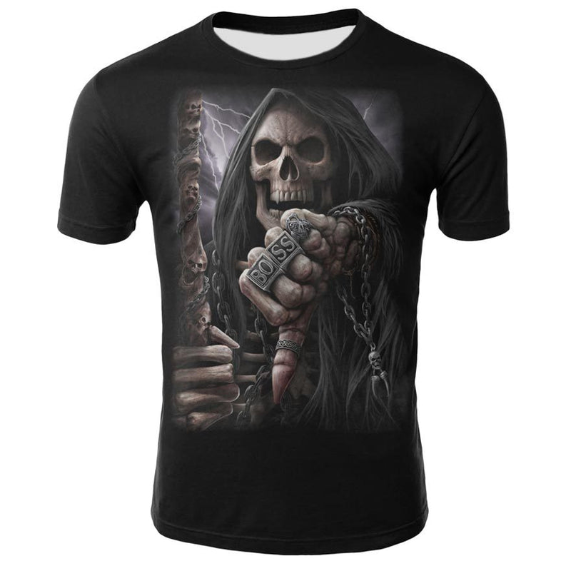 Men's 3D Skull Printed Plus Size Short Sleeve T Shirts - CTHOPER