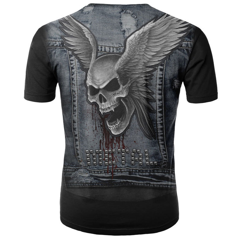 Men's 3D Skull Printed Plus Size Short Sleeve T Shirts - CTHOPER