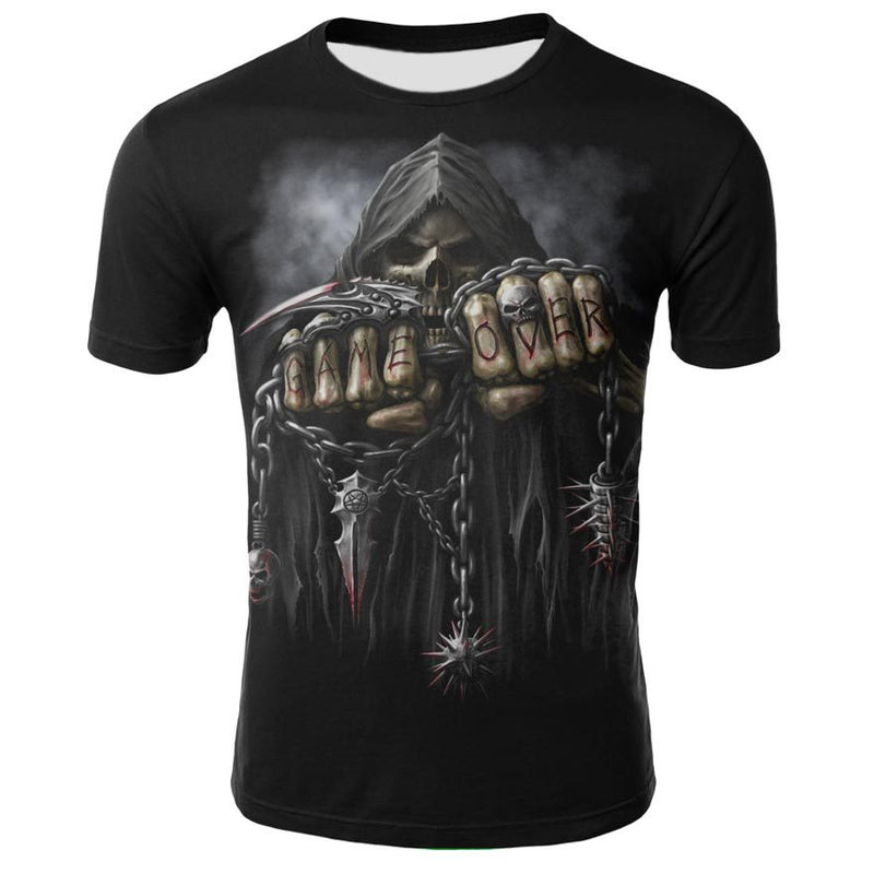 Men's 3D Skull Printed Short Sleeve T Shirts - CTHOPER