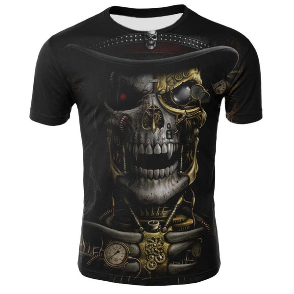 Men's 3D Skull Printed Short Sleeve T Shirts - CTHOPER