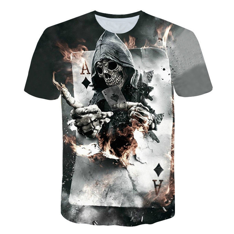 Men's 3D Skull Printed Short Sleeve T Shirts - CTHOPER