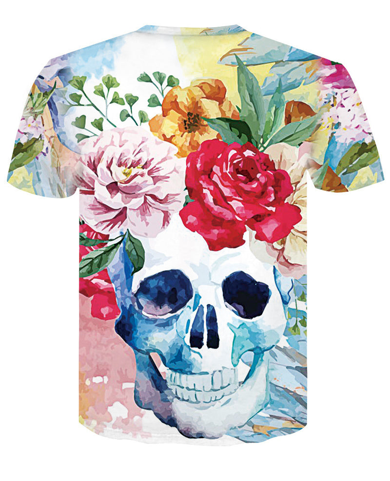 Men's 3D Skull Printed Short Sleeve T Shirts - CTHOPER
