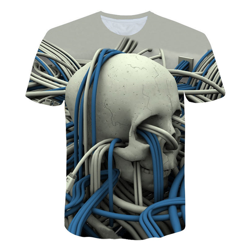 Men's 3D Skull Printed Plus Size Short Sleeve T Shirts - CTHOPER