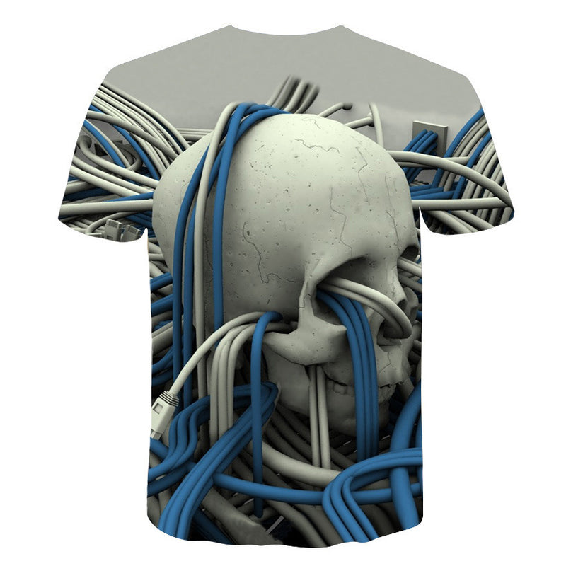 Men's 3D Skull Printed Plus Size Short Sleeve T Shirts - CTHOPER