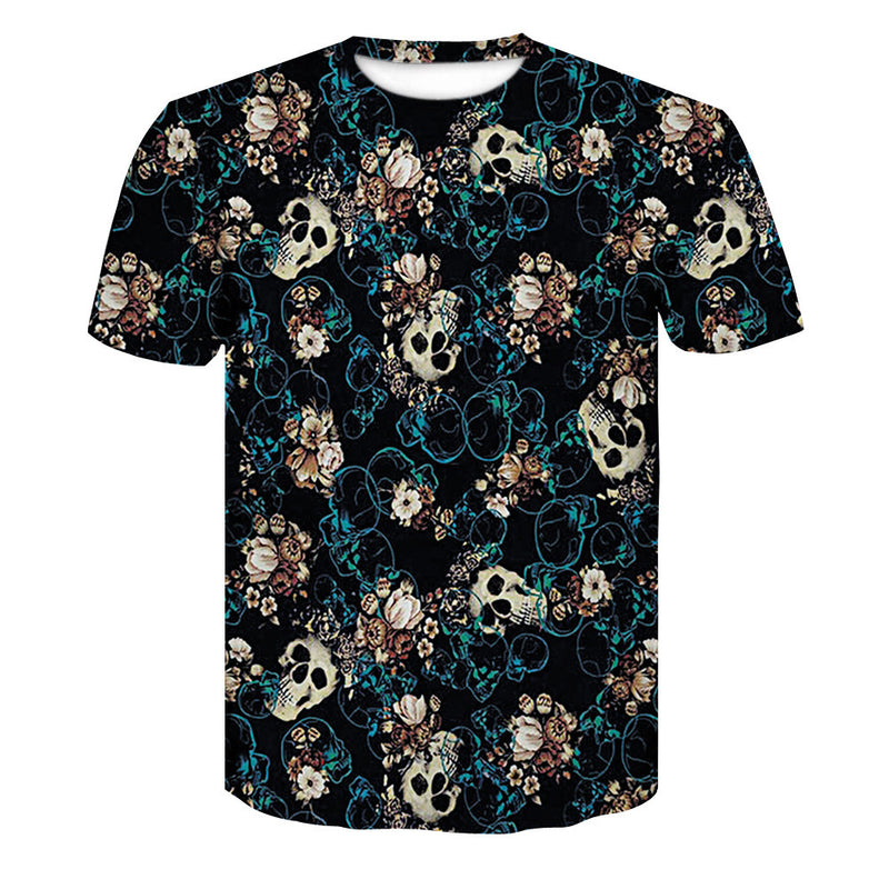 Men's 3D Skull Printed Plus Size Short Sleeve T Shirts - CTHOPER