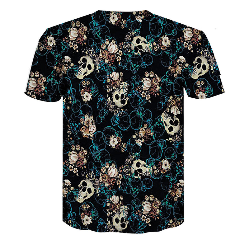 Men's 3D Skull Printed Plus Size Short Sleeve T Shirts - CTHOPER