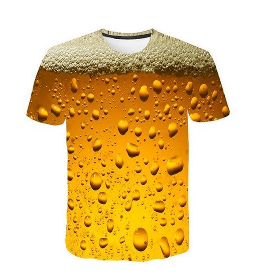 Men's 3D Beer Bubble Short Sleeve T Shirts - CTHOPER