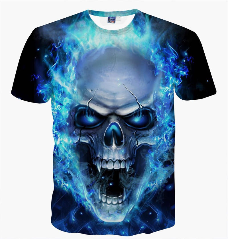 Men's 3D Skull Printed Plus Size Short Sleeve T Shirts - CTHOPER