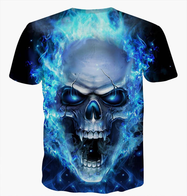 Men's 3D Skull Printed Plus Size Short Sleeve T Shirts - CTHOPER