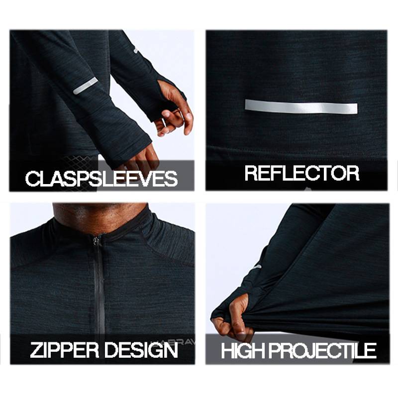 Men's Zipper Long Sleeve Compression T Shirts - CTHOPER