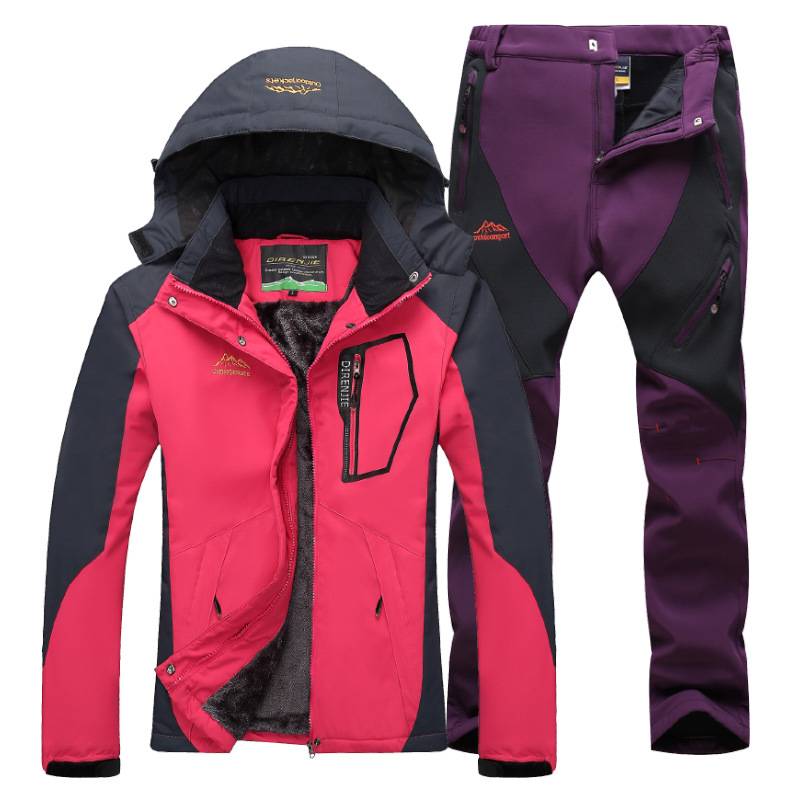 Women's Winter Skiing Waterproof Jackets and Pants Set - CTHOPER