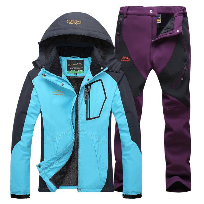 Women's Winter Skiing Waterproof Jackets and Pants Set - CTHOPER