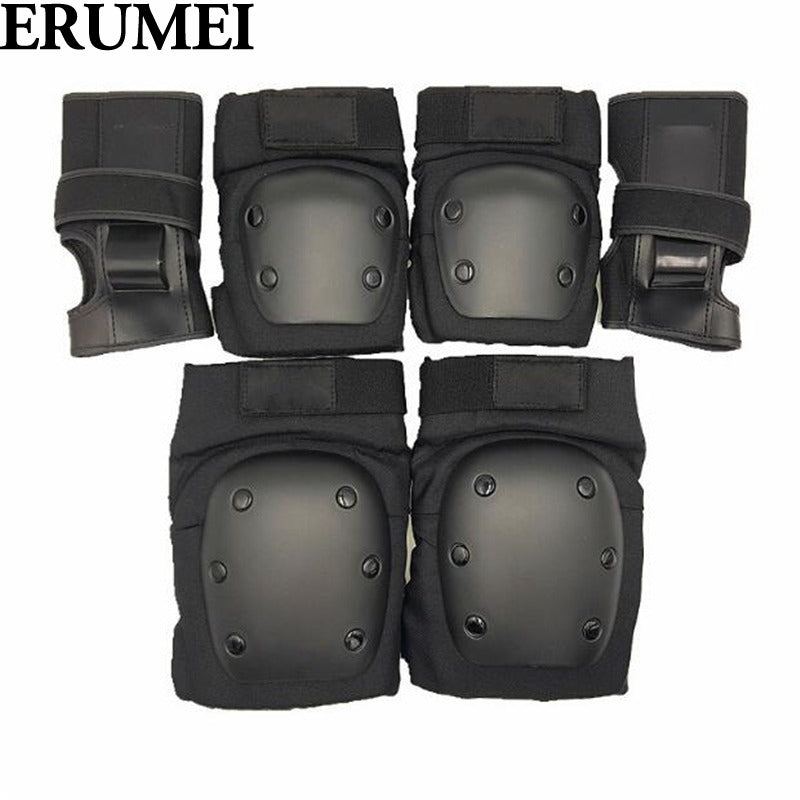 ERUMEI 6pcs Elbow Pads Wrist Pads Knee Pads for Outdoor Sports Protection Kit Inline Speed Skating Racing Bike Skateboard