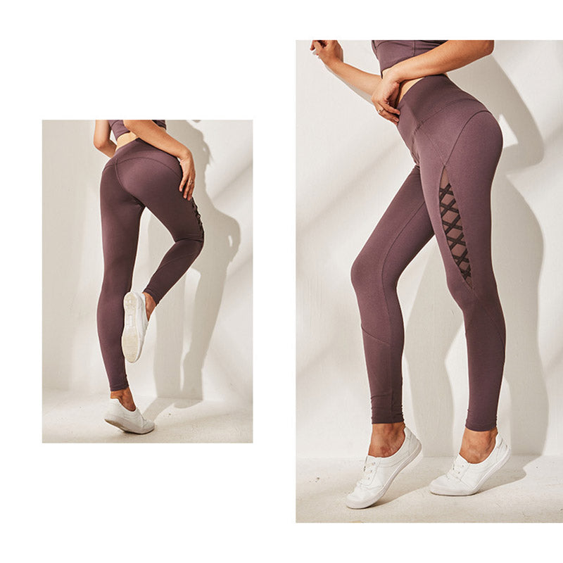 Women's High Waist Criss Cross Yoga Leggings - CTHOPER