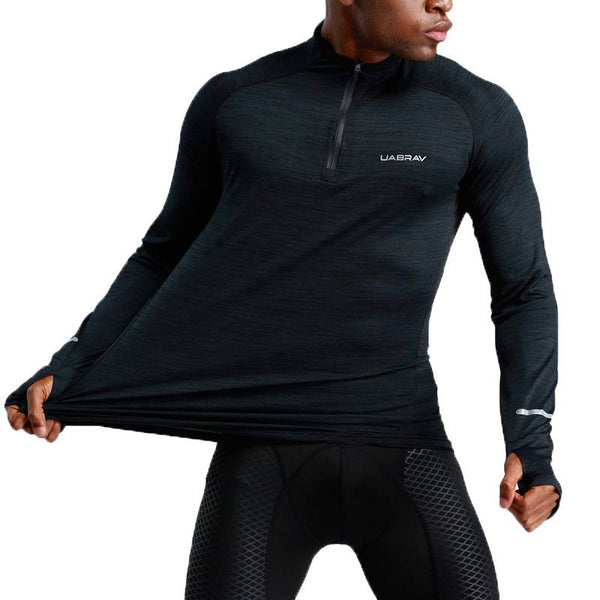 Men's Zipper Long Sleeve Compression T Shirts - CTHOPER