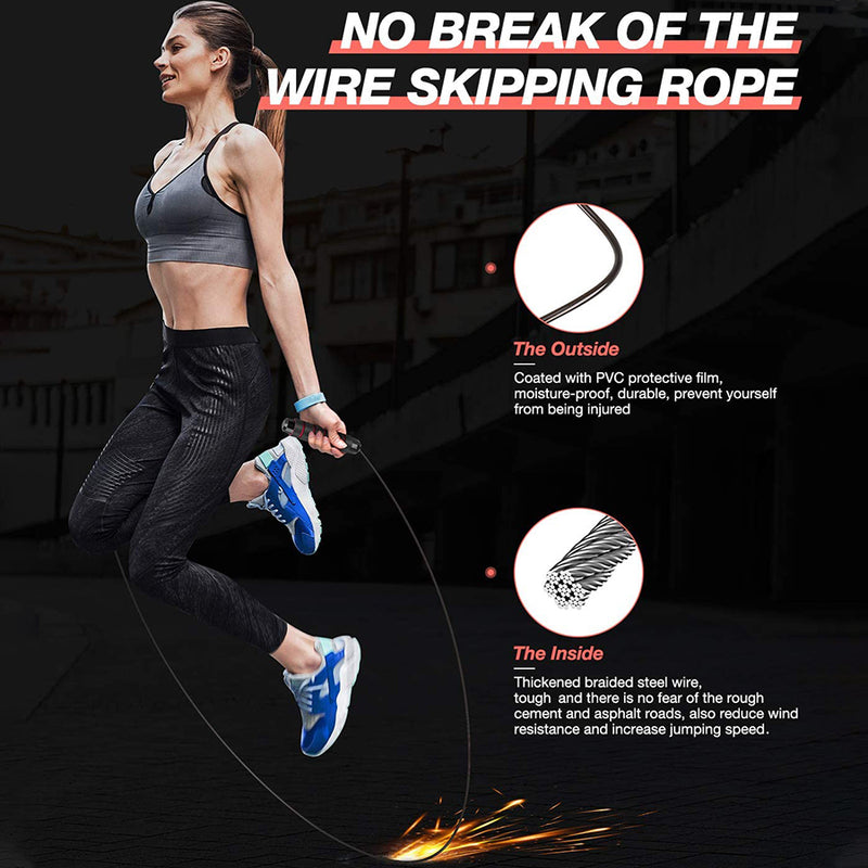 CTHOPER Rapid Speed Jump Rope Steel Wire Skipping Rope Exercise Adjustable Jumping Rope Fitness Workout Training Home Sport Equipment