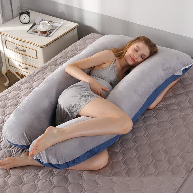 100% Cotton Full Body Pillow for Pregnant Women U Shape Pregnancy Pillow Sleeping Support Maternity Pillow for Side Sleepers