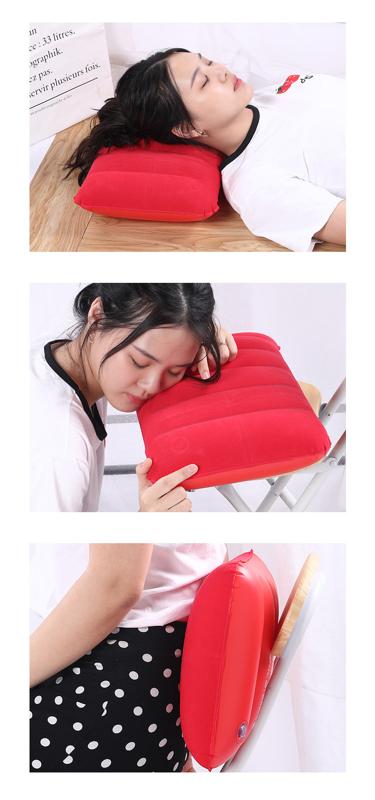 Folding Pillow Outdoor Travel Sleep Pillow Inflatable Portable Rest Pillow Multicolor