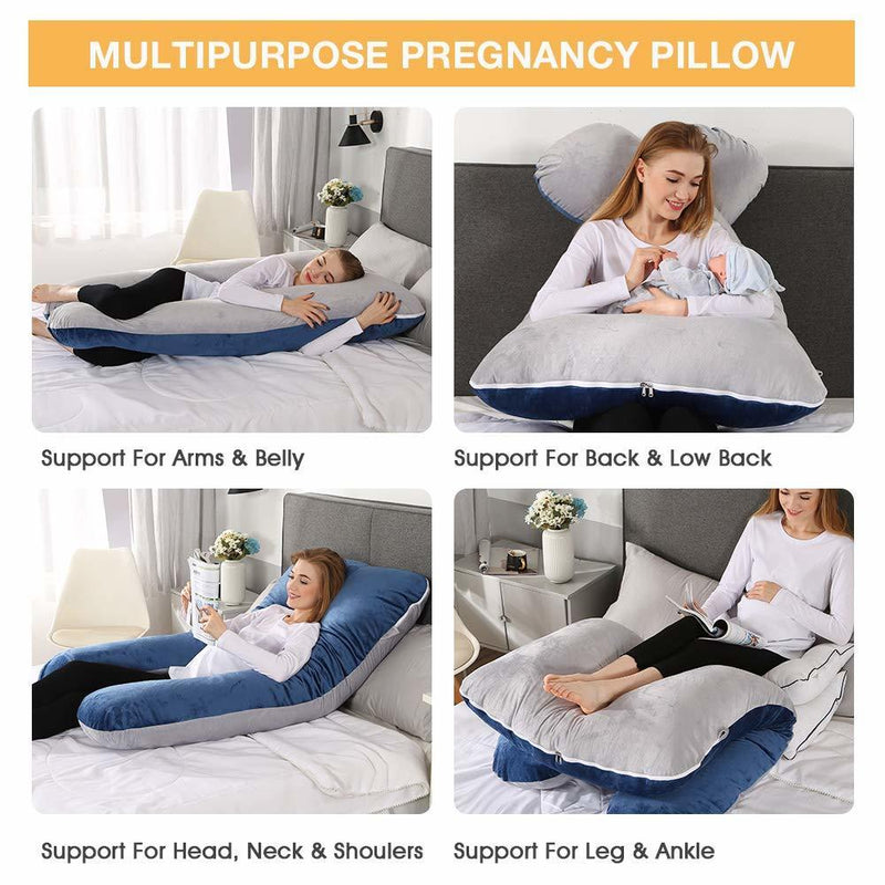 100% Cotton Full Body Pillow for Pregnant Women U Shape Pregnancy Pillow Sleeping Support Maternity Pillow for Side Sleepers