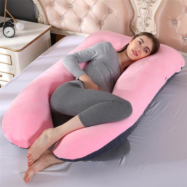 100% Cotton Full Body Pillow for Pregnant Women U Shape Pregnancy Pillow Sleeping Support Maternity Pillow for Side Sleepers