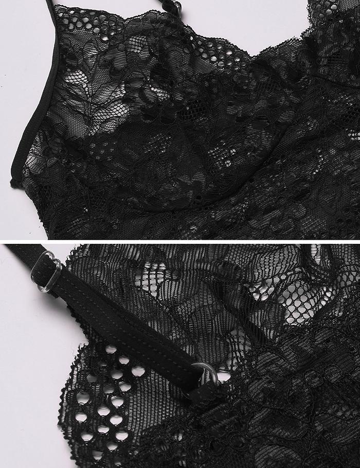 Women Sexy Sheer Floral Lace Bra Bralette Sex Lingerie Set - CTHOPER
