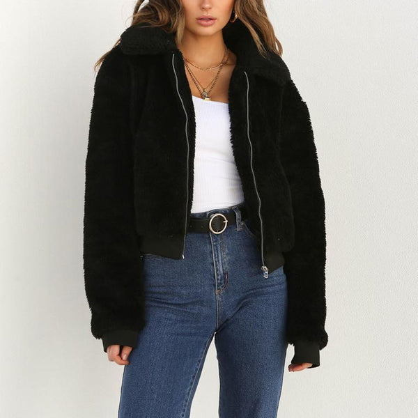 2019 Women Winter Cotton Fluffy Long Sleeve Coat Jacket - CTHOPER