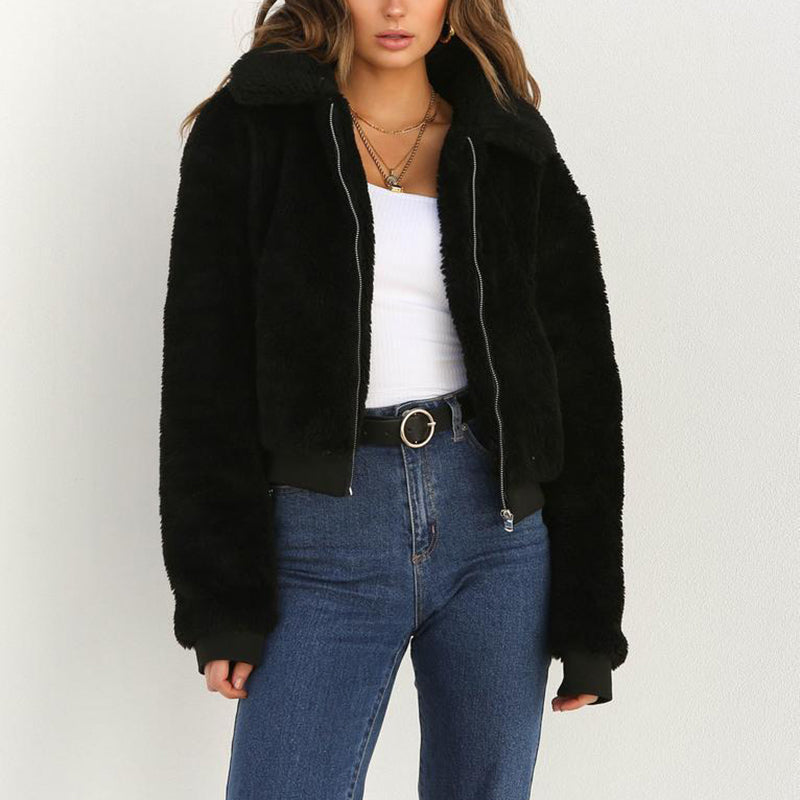 2019 Women Winter Cotton Fluffy Long Sleeve Coat Jacket - CTHOPER